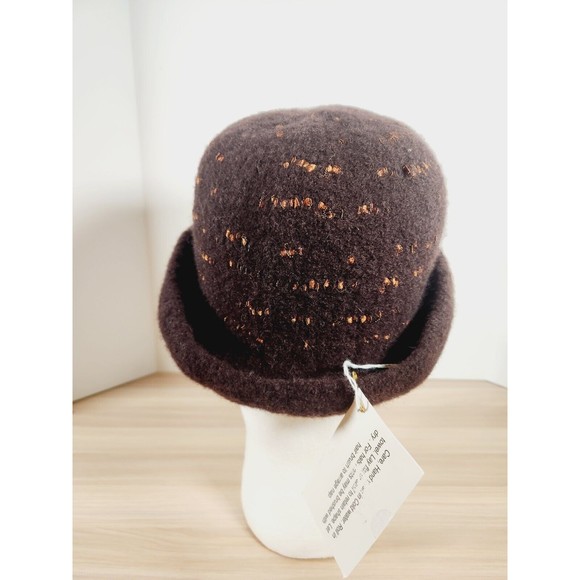 Handmade Felted Wool Women's Brown Gold‎ BOHO Flapper - Picture 4 of 7
